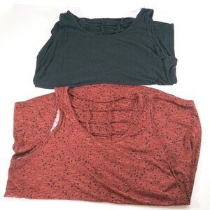 Maurices Women's Tank Top 2 Piece Lot Size Large Brown/Black Lattice Back Design